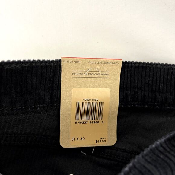 Women’s Levi’s 314 Shaping Straight Black Corduroy Pants Sz 31x30 NWT Irregular - Picture 4 of 7